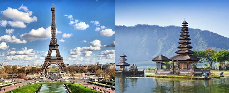 Paris and Indonesia are considered among best honeymoon destinations in the world.