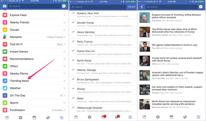 Facebook Rolling Out Trending News Feature for App